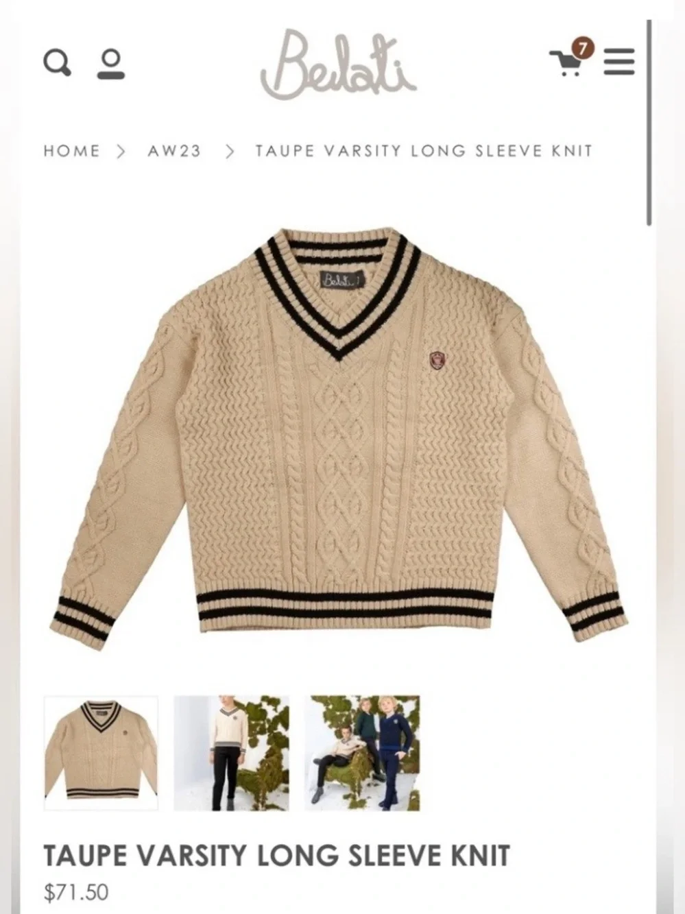 BELATI BOUTIQUE Brown Boys Sweater 7